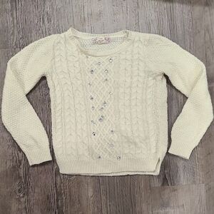 Pink Republic Cream Rhinestone Sweater Size Small